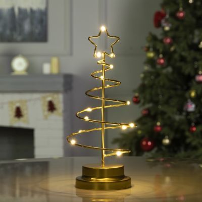 Светодиодная фигура «Ёлка золотистая» 15 × 31 × 15 см, металл, батарейки АААх3 (не в комплекте), свечение тёплое белое