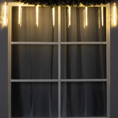 Гирлянда «Сосульки рифленые» 2.5 × 0.3 м, IP65, прозрачная нить, 192 LED, свечение тёплое белое с эффектом стекания, 12 В