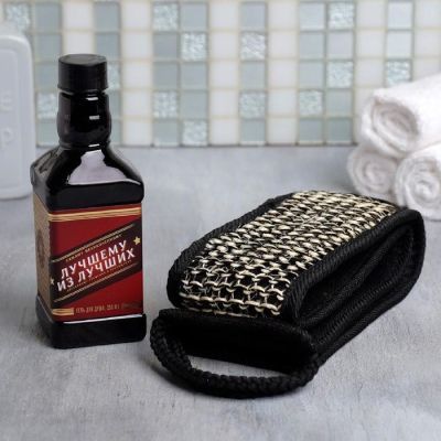 Набор "Самому лучшему" виски гель для душа 250 мл аромат бергамот и пачули, мочалка