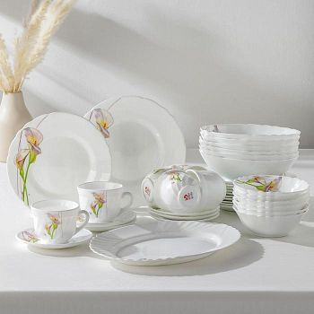 Сервиз столовый Доляна «Дивные каллы», 37 предметов