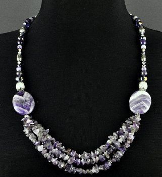 Бусы Аметист, хрусталь "Виктория" арт.АНТ-399