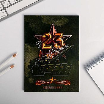 Ежедневник в точку «С 23 февраля натоящему защитнику», А5, 64 листа