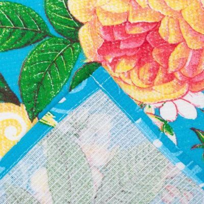 Полотенце вафельное  "Английская роза" 45х60 см, бирюза, 160 гр/м, хл,