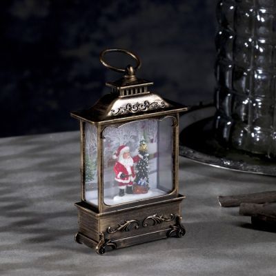 Светодиодная фигура «Дед Мороз и ёлка» 7.6 × 13.5 × 3.2 см, пластик, батарейки AG13х3, свечение тёплое белое