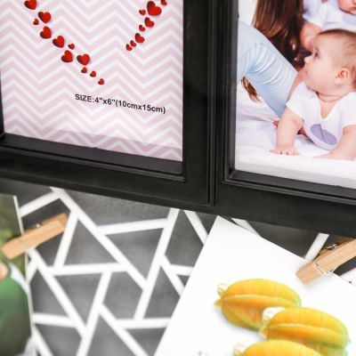 Фоторамка пластик на 9 фото 13х13, 10х15 см "Орнамент" чёрная 47х45 см