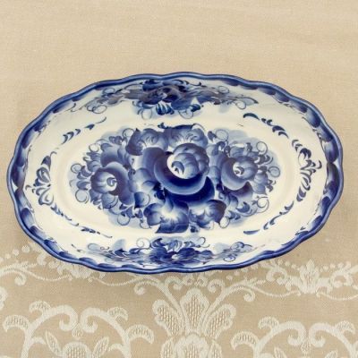 Салатник «Волна», 9×24×5 см, гжель