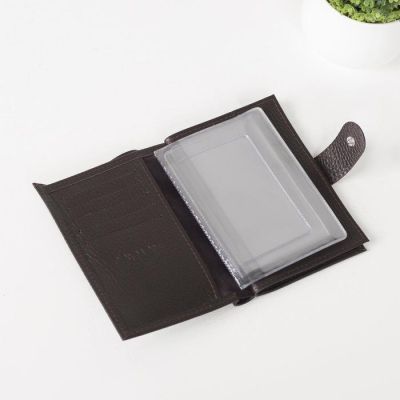 Обложка для автодокументов и паспорта, отдел для купюр, 5 карманов для карт, флотер, цвет тёмно-коричневый