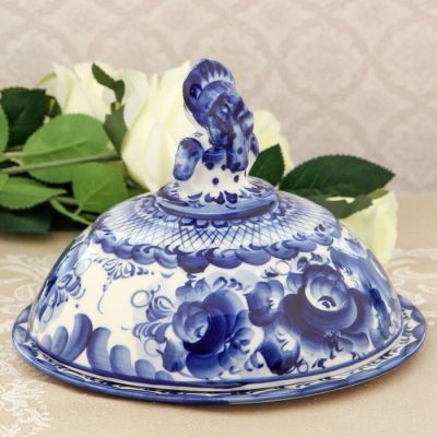 Блинница «Барышня», 24×24×19 см, гжель