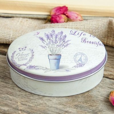 Шкатулка металл овал "Лаванда" МИКС 3х7х5 см