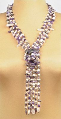 Колье Аметист, розовый кварц "Ребекка" арт.П2587