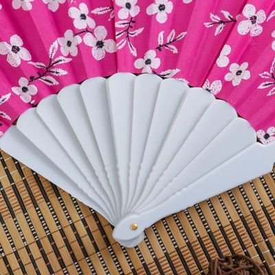 Веер пластик, текстиль "Сакура" МИКС 23 см