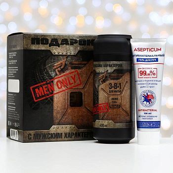 Подарочный набор «Подарок с мужским характером»: средство 3 в 1 для тела, волос и бороды, 400 мл + антибактериальный гель, 100 мл