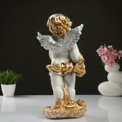 Копилка "Ангел с корзиной" 47х24см белый МИКС