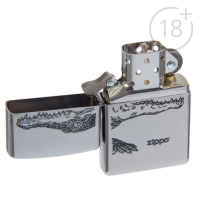 Зажигалка ZIPPO 200 Alligator с покрытием Brushed Chrome