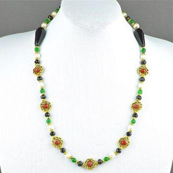 Бусы Агат, жемчуг, хрусталь "Дарьяна" арт.БУГ-1009