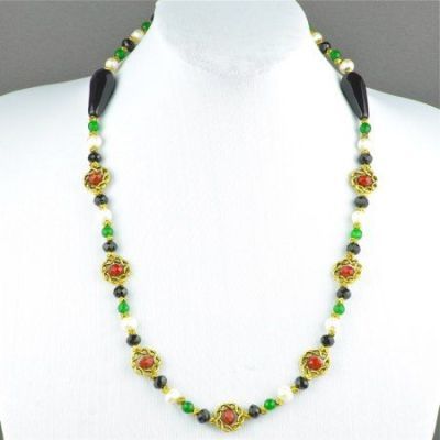 Бусы Агат, жемчуг, хрусталь "Дарьяна" арт.БУГ-1009