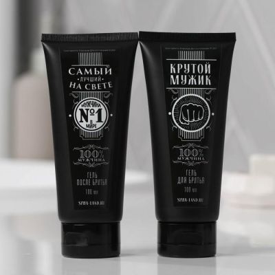 Набор «100% мужчина» гель для бритья, гель после бритья, бритва