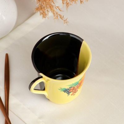 Кружка "Цветы", жёлто-коричневая, деколь, керамика, 400 мл, микс