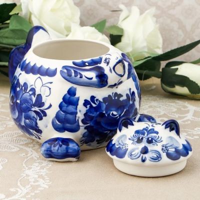 Чайник «Кот»,  гжель