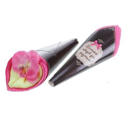 Полотенце сувенирное рожок "Орхидея в лимонном пралине"