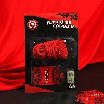 Эротический набор для двоих «Территория соблазна», 3 в 1 (10 карт, верёвка, 2 неоновых кубика), 18+