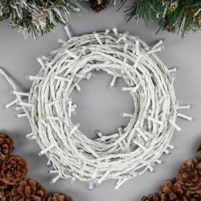 Гирлянда «Нить» 20 м, IP20, белая нить, 200 LED, свечение зелёное, 8 режимов, 220 В