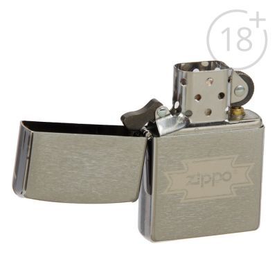 Зажигалка ZIPPO 200 "Zippo" с покрытием Brushed Chrome