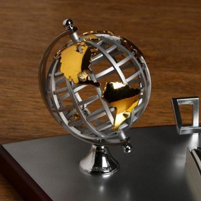 Набор настольный 5в1 (глобус, визитница, блок д/бумаги, карандашница, часы), 19х40 см