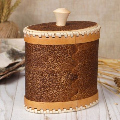 Туес овал специи «Птицы», чай, 15х9х14 см, береста