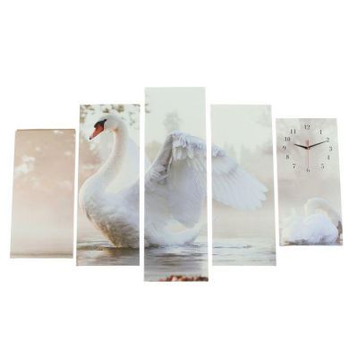 Часы настенные модульные «Белый лебедь», 80 × 140 см
