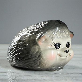 Копилка "Ёжик", глазурь, серый цвет, 11 см