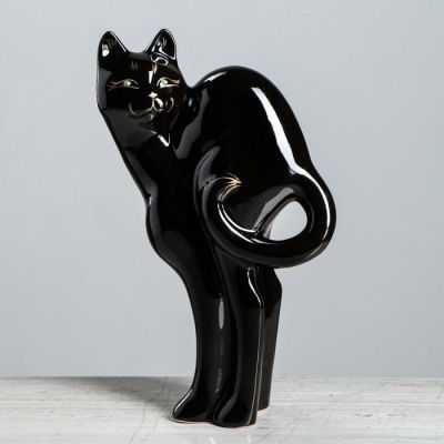 Копилка "Кошка сиамская", покрытие глазурь, чёрная, 34 см