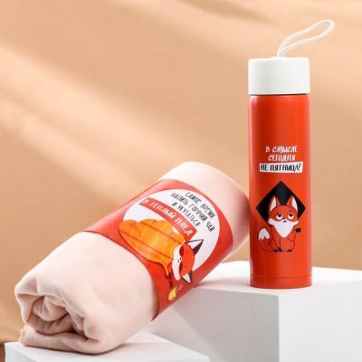 Подарочный набор «В смысле сегодня не пятница»: термос 350 мл, плед 75 × 100 см