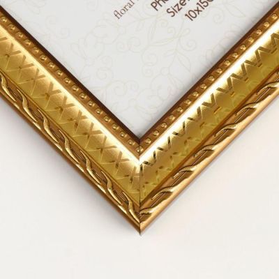 Фоторамка пластик 10х15 см "Зигзаг" золото 18,5х13,5 см