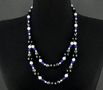 Бусы им.Агат, кахолонг, хрусталь "Одеоза" арт.ВАН-426