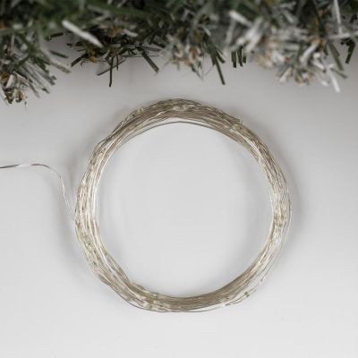 Гирлянда «Нить» 5 м роса, IP20, серебристая нить, 50 LED, свечение мульти (RGB), переливы, AAх3