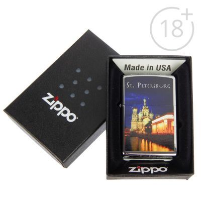 Зажигалка ZIPPO 250 ST PETERSBURG CHURCH с покрытием High Polish Chrome