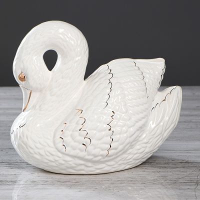 Копилка "Лебедь", лепка, роспись золотистая, 19 см, микс