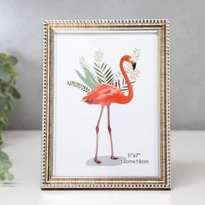 Фоторамка пластик 13х18 см "Золотая зебра с серебряной рамкой" 20,5х15,5 см