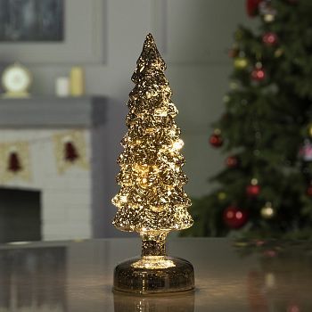 Светодиодная фигура «Серебристая ёлка» 9 × 29 × 9 см, стекло, батарейки АААх3 (не в комплекте), свечение тёплое белое