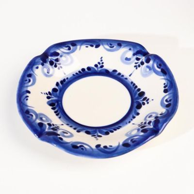 Чайная пара "Ромашка", гжель, фарфор, 9х14 см