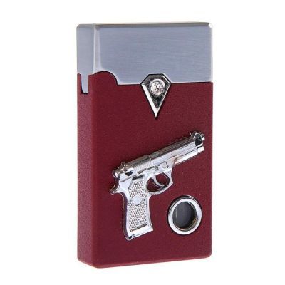 Зажигалка с подсветкой "Револьвер" в подарочной коробке, пьезо, газ  микс