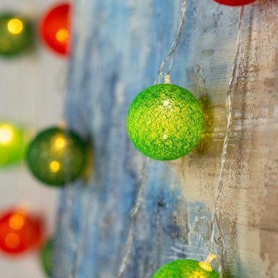 Гирлянда «Нить» 5 м с насадками «Клубки летние», IP20, прозрачная нить, 20 LED, свечение тёплое белое, 220 В