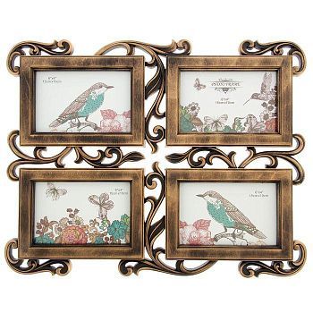 Фоторамка на 4 фото 10х15 см "Ветвь ажурная" золото 42х33 см