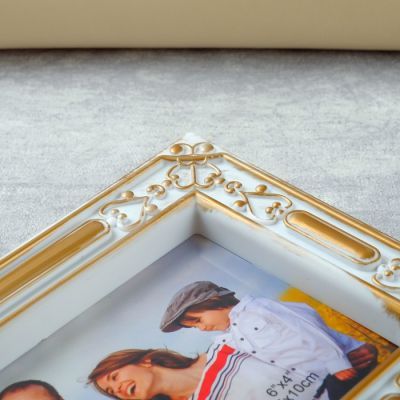 Фоторамка пластик на 4 фото 10х10, 10х15 см "Эстетика" золотая 30х35,5 см