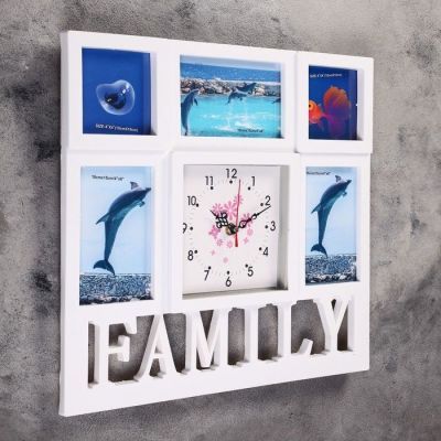 Часы настенные, серия: Фото, "Family", белые, 5 фоторамок, 38х40 см