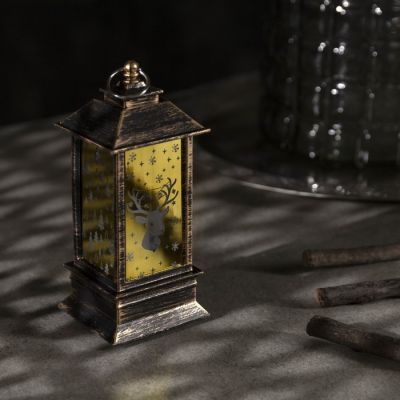 Светодиодная фигура «Фонарь с оленем» 6 × 12 × 6 см, пластик, батарейки AG13х3, свечение тёплое белое
