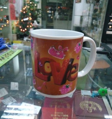 Кружка с меняющейся картинкой  "Сердце и Love"