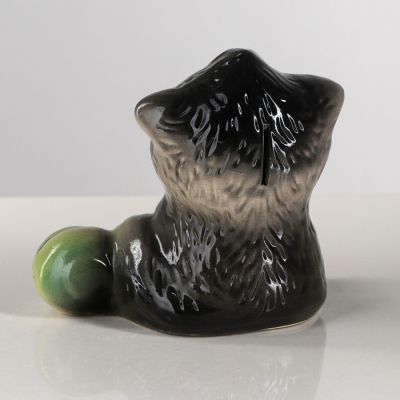 Копилка "Кот со сметаной" глазурь, серый, 16 см, микс