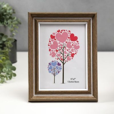 Фоторамка пластик 13х18 см "Классика" шоколад с белой полосой 23х18 см